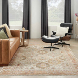 Ivory Multi Traditional Rug, 5mm Thick Anti-Shed Bordered Rug, Geometric Abstract Persian Rug For Bedroom-239Cm X 315Cm - thumbnail 2