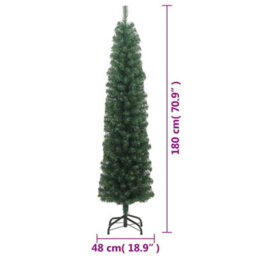 Walplus Slim Artificial Christmas Tree With Stand Green 180 Cm Pvc - thumbnail 7
