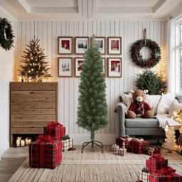 Walplus Slim Artificial Christmas Tree With Stand Green 180 Cm Pvc - thumbnail 2