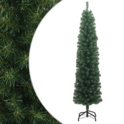 Walplus Slim Artificial Christmas Tree With Stand Green 180 Cm Pvc