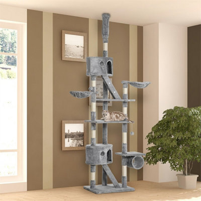 Light Grey-240-260Cm Adjustable Height Floor-To-Ceiling Cat Tree For Indoor Use - image 1