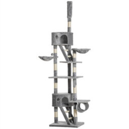 Light Grey-240-260Cm Adjustable Height Floor-To-Ceiling Cat Tree For Indoor Use - thumbnail 3