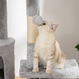 Light Grey-240-260Cm Adjustable Height Floor-To-Ceiling Cat Tree For Indoor Use - thumbnail 6