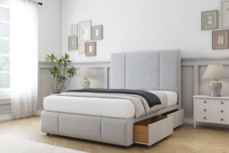"Sloomy Lisbon Silver Plush Divan Bed No Drawers-26"" Strutted Headboard 12"" Footboard 3' Single" - thumbnail 4