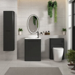 Royal Bathrooms Venice 600mm Matt Nocturne Black Freestanding Bathroom Countertop Vanity Unit 2 Door With Nova Basin - thumbnail 4