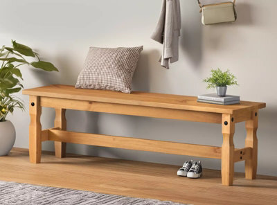 "Mercers Furniture Corona 5'0"" Dining Bench Long Seating Chair Solid Wood Pine Wooden With Mexican Styling" - image 1