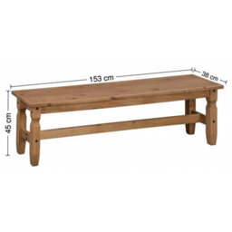 "Mercers Furniture Corona 5'0"" Dining Bench Long Seating Chair Solid Wood Pine Wooden With Mexican Styling" - thumbnail 2
