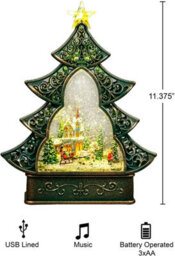 Shatchi 25Cm Christmas Festive Nativity Led Lights Up Lantern With Glitter Xmas Home Decor Gifts Present - thumbnail 3