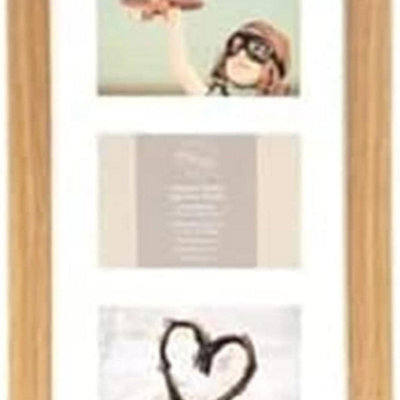 Biznest 3 Multi-Aperture Frame Photos Multi Picture Wall Frame Family Rules Collage Frame Photo Frame 26X43Cm (Oak)