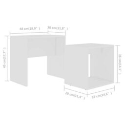 Berkfield Contemporary Coffee Table Set White 48X30X45 Cm Engineered Wood - thumbnail 6
