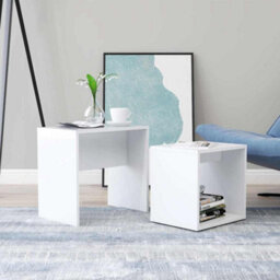 Berkfield Contemporary Coffee Table Set White 48X30X45 Cm Engineered Wood - thumbnail 2