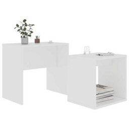 Berkfield Contemporary Coffee Table Set White 48X30X45 Cm Engineered Wood - thumbnail 3