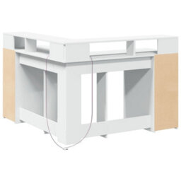 Berkfield Desk With Led Lights White 130X130X91 Cm Engineered Wood - thumbnail 8