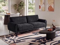 Beliani Sofa 3 Seater Skaro Chenille Black - thumbnail 2
