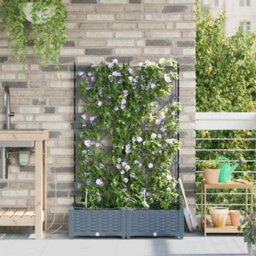 Berkfield Garden Planters Light Grey 80 X 40 X 126 Cm Steel - thumbnail 3
