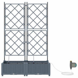 Berkfield Garden Planters Light Grey 80 X 40 X 126 Cm Steel - thumbnail 4