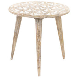 Beliani Set Of 2 Side Tables Hursi Mango Wood Brown/ White - thumbnail 4