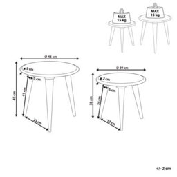 Beliani Set Of 2 Side Tables Hursi Mango Wood Brown/ White - thumbnail 3