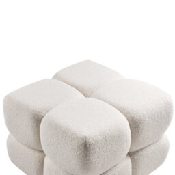 Wyld And Coco Luxecasa Off-White Boucle Square Pouffe 60 X 60 Cm - Footstool And Extra Seating - thumbnail 5