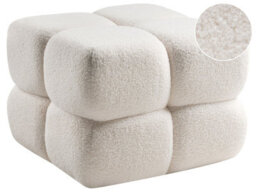 Wyld And Coco Luxecasa Off-White Boucle Square Pouffe 60 X 60 Cm - Footstool And Extra Seating - thumbnail 3