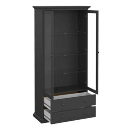 Wyld Haus Osaka Farmhouse Dark Grey Charcoal Display Cabinet With 2 Drawers, 2 Glass Doors And 3 Shelves - thumbnail 7