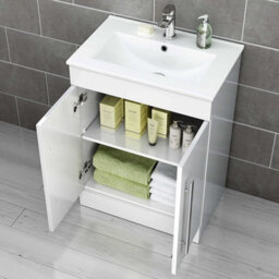 iBathUK Avon 2 Door Floorstanding Vanity Unit With Basin - 615mm X 815mm - 1 Tap Hole - thumbnail 7