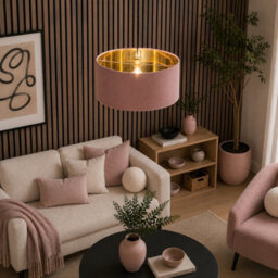 CGC Lighting Cgc Milano Mauve & Gold Oversized Large Velvet Fabric Lamp Shade - thumbnail 3