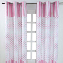Homescapes Pink Love Hearts Ready Made Eyelet Curtain Pair, 137 X 228 Cm Drop