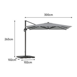 Breeins Grey Square Cantilever Parasol Umbrellas Waterproof Parasol For Backyard And Pool With Base - thumbnail 6