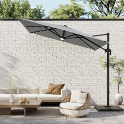 Breeins Grey Square Cantilever Parasol Umbrellas Waterproof Parasol For Backyard And Pool With Base - thumbnail 2