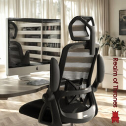 Realm Of Thrones Comfortable Ergonomic Office Chair Adjustable Lumbar Support Flip-Up Armrests Black Desk Chair For Home Office - thumbnail 4