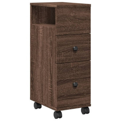 Berkfield Classic Narrow Bathroom Cabinet With Wheels Brown Oak Engineered Wood