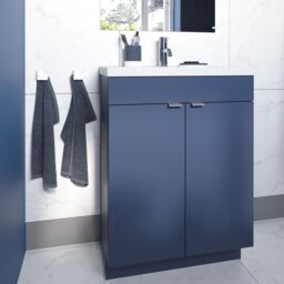 GoodHome Imandra Slimline Matt Blue Double Bathroom Cabinet (H) 820mm (W) 600mm - thumbnail 4