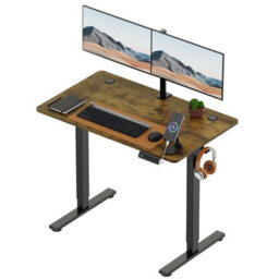 Walnut 100X60Cm Electric Standing Desk For Home Office With Adjustable Height - thumbnail 1