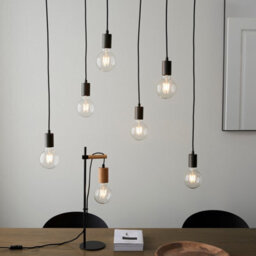 Luminosa Lighting Luminosa Stellan Plate Pendant Ceiling Lamp, Oak Stained Plywood, Anthracite Finish - thumbnail 3