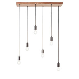 Luminosa Lighting Luminosa Stellan Plate Pendant Ceiling Lamp, Oak Stained Plywood, Anthracite Finish