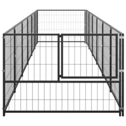 Berkfield Durable Dog Kennel Black 6 M2 Steel - thumbnail 3