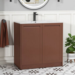 Royal Bathrooms Elmore 800mm Traditional Floor Standing 2 Door Bathroom Vanity Unit With Sintered Stone Basin Sink Terracotta Clay