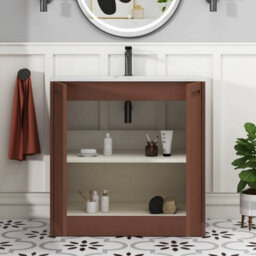 Royal Bathrooms Elmore 800mm Traditional Floor Standing 2 Door Bathroom Vanity Unit With Sintered Stone Basin Sink Terracotta Clay - thumbnail 5