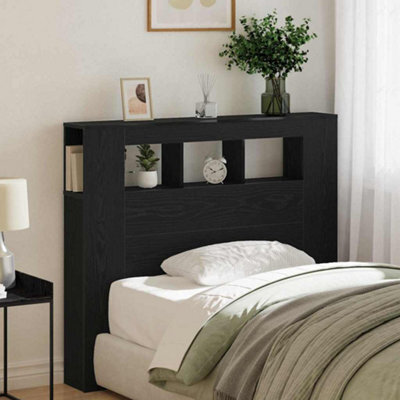 Berkfield Storage Headboard With Led Lights Black Oak 120X18,5X103,5 Cm - image 1