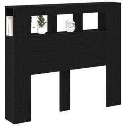 Berkfield Storage Headboard With Led Lights Black Oak 120X18,5X103,5 Cm - thumbnail 3