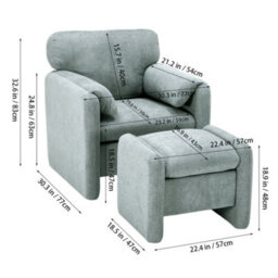 Darphe Modern Grey Chenille Armchair With Footstool Set - thumbnail 5