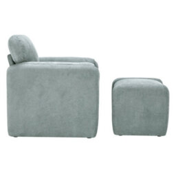 Darphe Modern Grey Chenille Armchair With Footstool Set - thumbnail 3