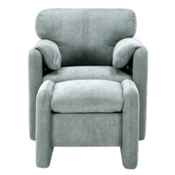 Darphe Modern Grey Chenille Armchair With Footstool Set - thumbnail 2