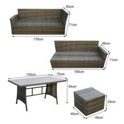 Pelias Corner Sofa Set(Grey/beige), Rattan Garden Furniture 9 Seater With Weatherproof Cushions - thumbnail 8