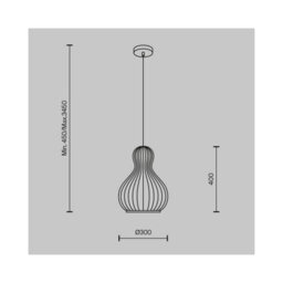 Luminosa Lighting Luminosa Roots Ii Modern 30Cm Wire Frame Pendant Ceiling Light Black 1Xe27 Beige Shade - thumbnail 2