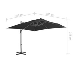 Walplus Cantilever Garden Parasol With Aluminium Pole 3X3 M Black - thumbnail 9