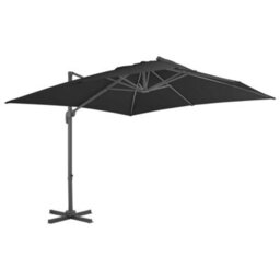 Walplus Cantilever Garden Parasol With Aluminium Pole 3X3 M Black - thumbnail 1