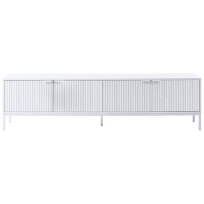 Wyld And Coco Novahome White Tv Stand - Metal Legs, Cable Management, Fluted Front - image 1