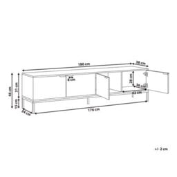 Wyld And Coco Novahome White Tv Stand - Metal Legs, Cable Management, Fluted Front - thumbnail 4